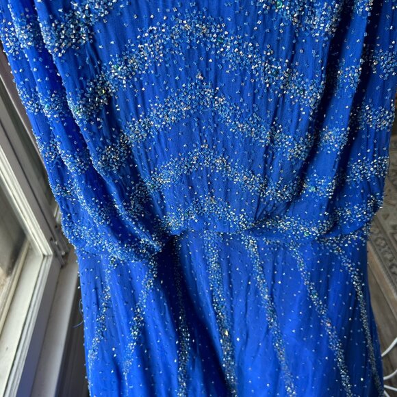 Blue Mermaid Skirt Prom Dress with beautiful beading -- only worn once! - Picture 8 of 10